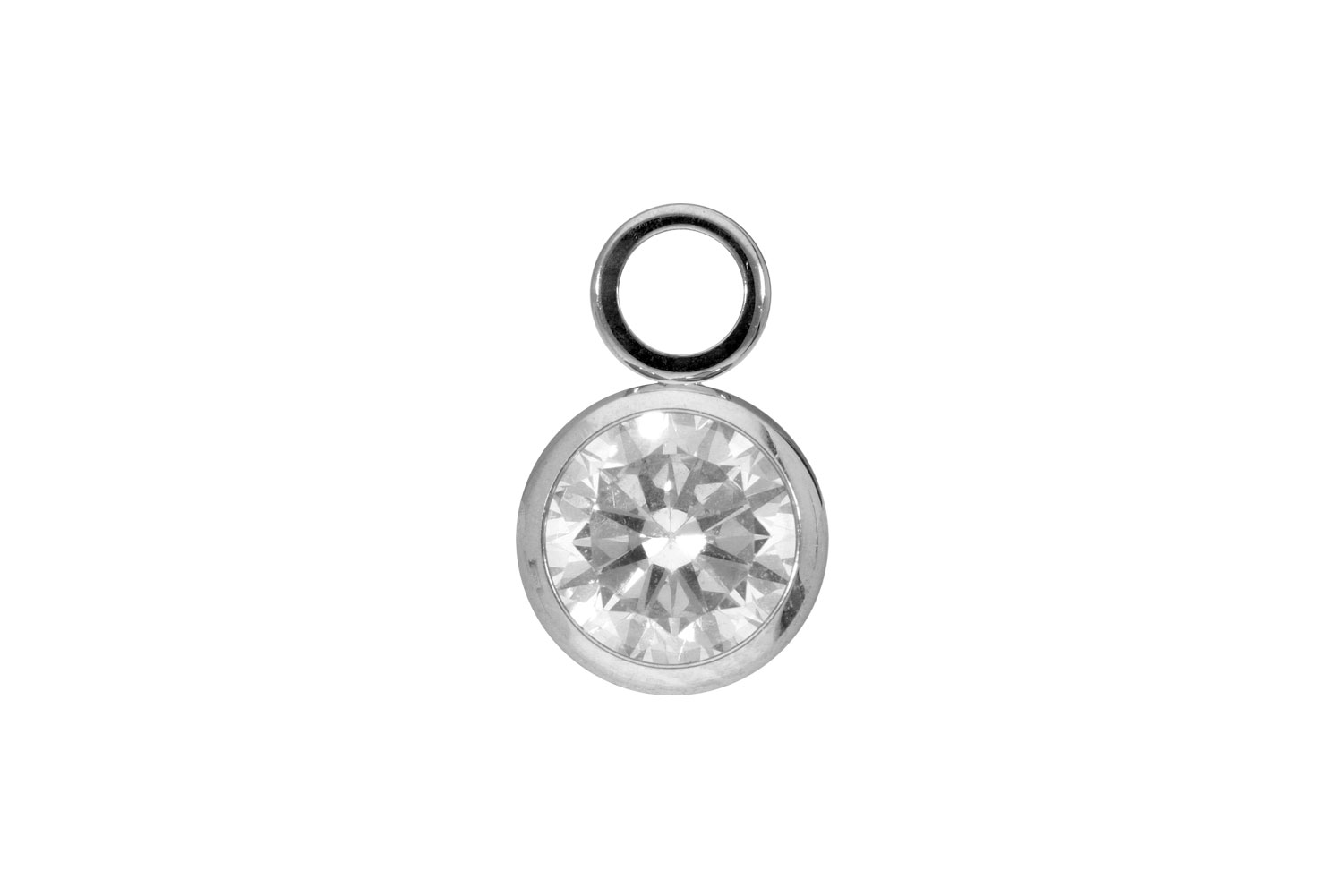 Titan Anhänger für Clicker RUNDER KRISTALL von Piercingline